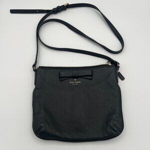 Kate Spade Black Leather Crossbody Purse with Bow Detail